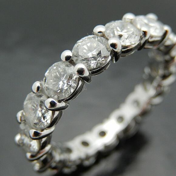 14K White Gold Diamond Eternity Band Ring 4.25ct G-H SI1 Size 8.5 - Picture 1 of 6